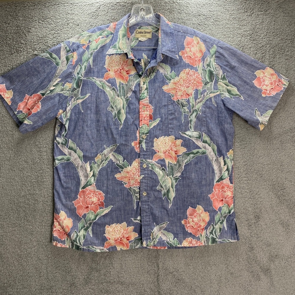 Cooke Street Reverse‎ Print Hawaiian Shirt Men XL Hawaii Beach Vacation Luau 80s